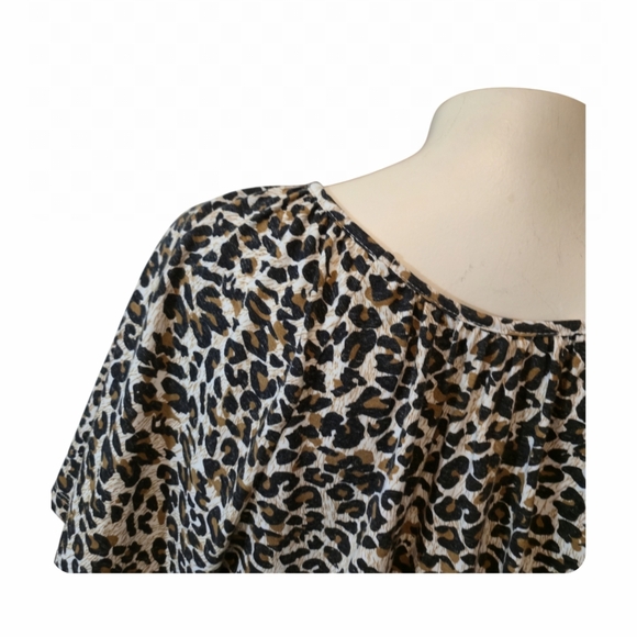 CHELSEA AND VIOLET Leopard Linen Blend Dress Flutter Sleeve Drop Waist Medium‎ - Picture 9 of 15